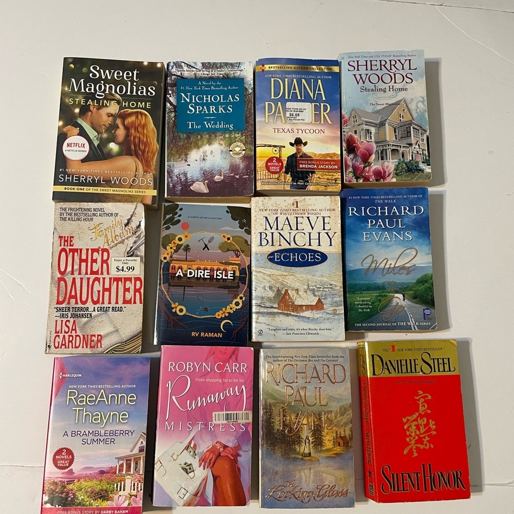 Assorted Fiction Romance Book Collection, Lot of 12